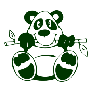 Funny Panda Eating Bamboo Decal (Dark Green)